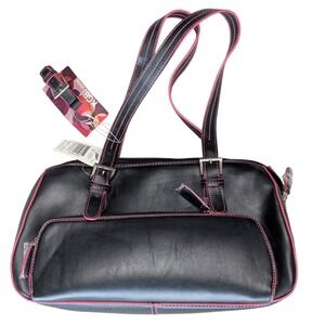 Y2K Deadstock KGB Studio Black Faux Vegan Leather Baguette Shoulder Bag Purse